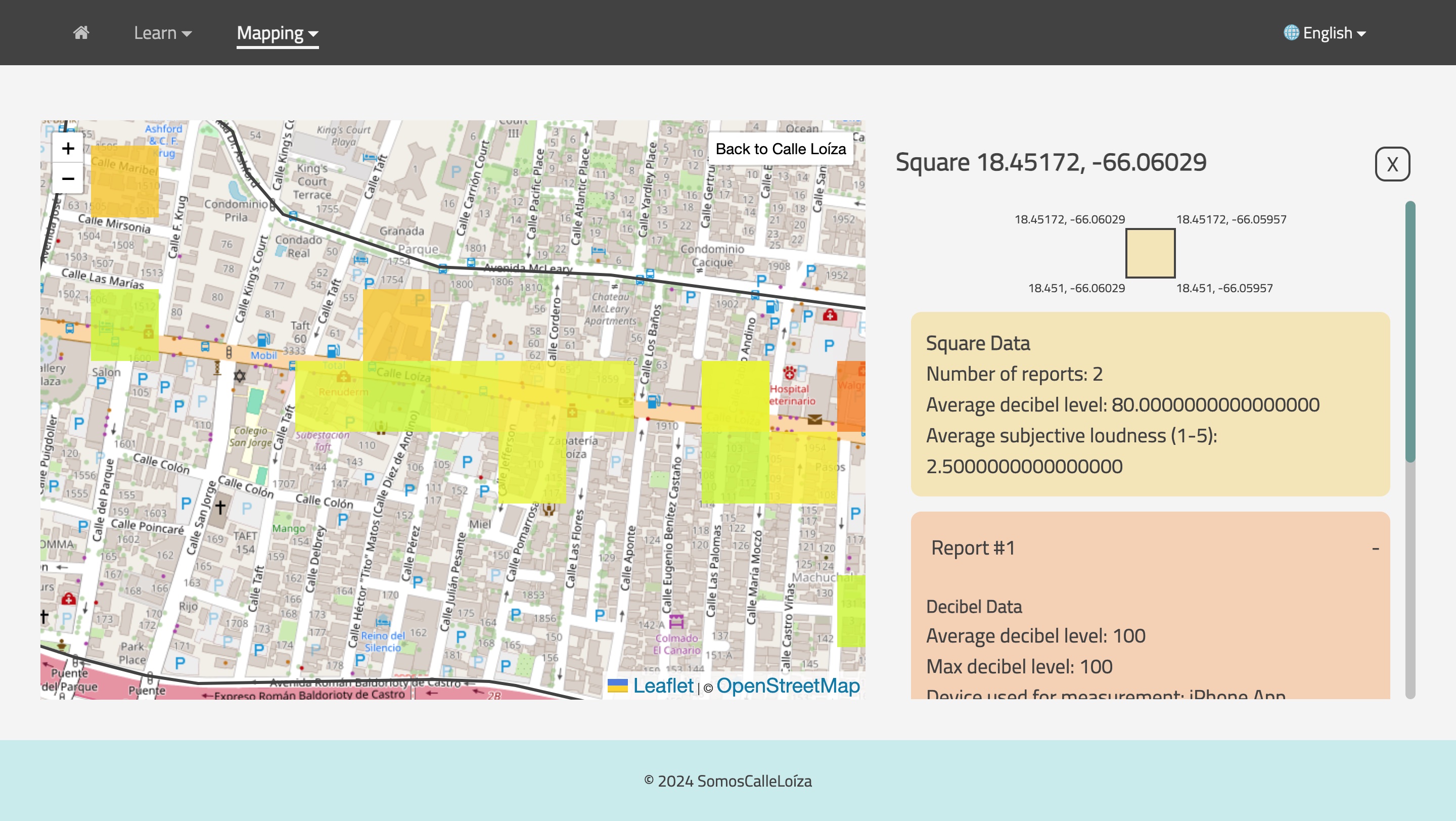 report data for a square